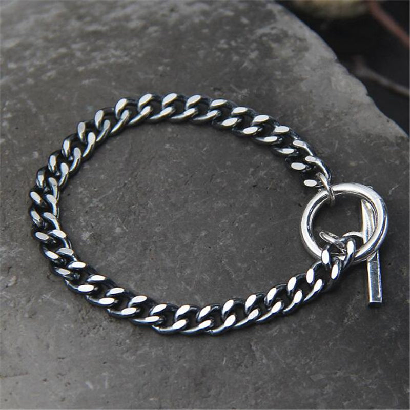 15cm 17cm 19cm Womens Mens Bracelet 925 Sterling Silver Jewelry Antique Silver Curb Cuban Link Chain Bracelet With OT Clasp