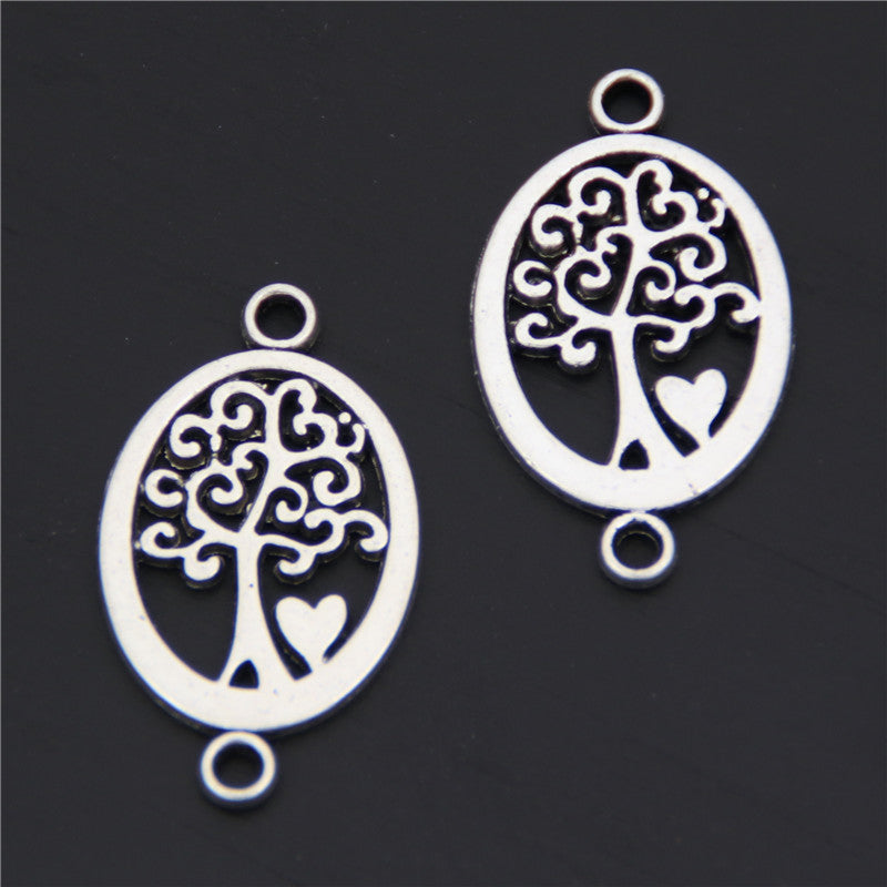 15pcs-Antique-Silver-Tree-With-Heart-Connector-Charms-Round-Shaped-Jewelry-Finding-Necklace-Pendant-A2586