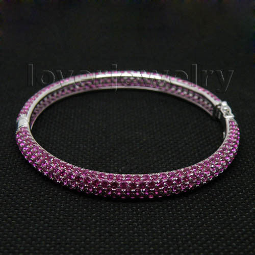 16.00Ct Pink Ruby Bracelet Bangle Solid 14K White Gold,Pink Rubi Bangle 585 Pure Gold For Sale