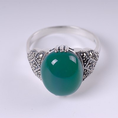 16*10mm Natural Green Agate 3 Colors Gemstone Ring With Stone 100% 925 Sterling Silver Ring For Women Party Fine Jewelry SR06