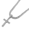 16 inch women chokers necklace with cross charm religion jewelry men's hip hop 1 row tennis chain iced out rapper rock singer