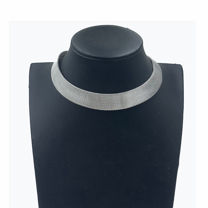 16MM 20MM 25MM Stainless Steel Milanese Mesh Chain Necklace For Women Charm Choker Bracelet Silver Color Jewelry Gifts