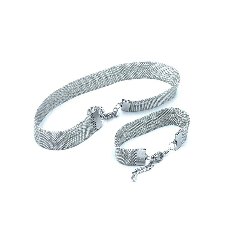 16MM 20MM 25MM Stainless Steel Milanese Mesh Chain Necklace For Women Charm Choker Bracelet Silver Color Jewelry Gifts