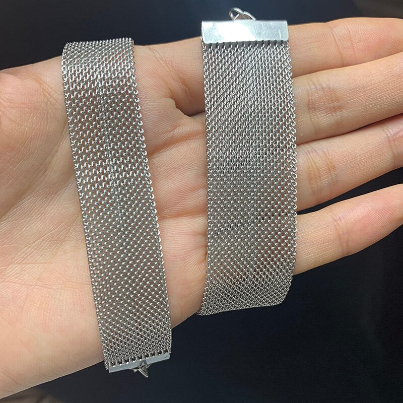 16MM 20MM 25MM Stainless Steel Milanese Mesh Chain Necklace For Women