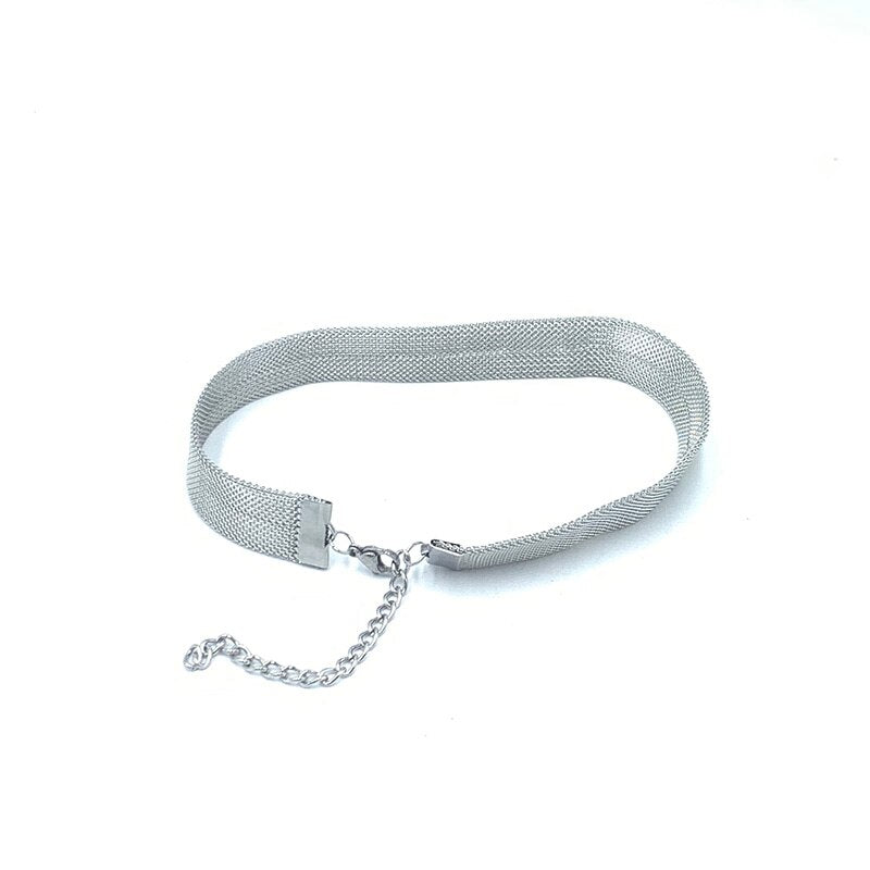 16MM 20MM 25MM Stainless Steel Milanese Mesh Chain Necklace For Women Charm Choker Bracelet Silver Color Jewelry Gifts