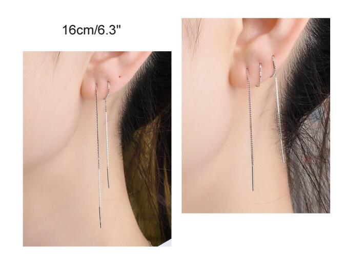 16cm Real 925 Silver Threader Earrings 100% Guaranteed Solid 925 Sterling Silver Tassel Earrings