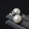 16mm Big Pearl Stud Earrings With Crystal Snowflake Elk 925 Sterling Silver Earring Women Jewelry Christmas Gift YE71
