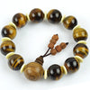 16mm Natural Tiger's Eye Stone With Golden Sandalwood Buddha Head Bracelets Jewelry For Man&woman Gifts Drop Shipping
