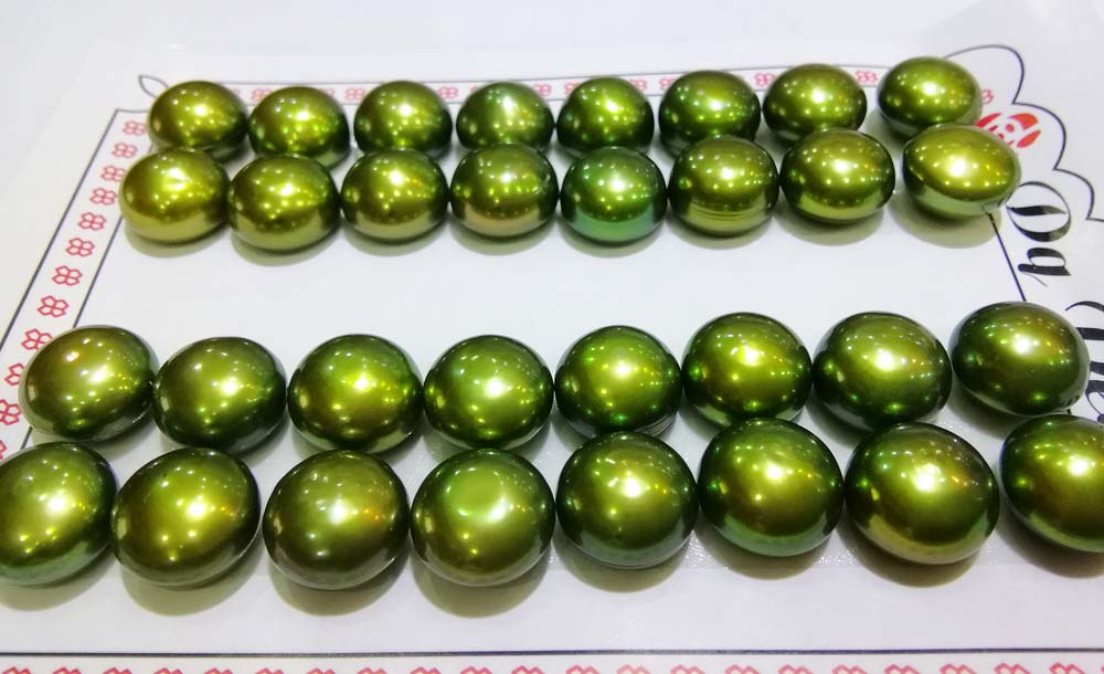 16pairs pearl coin earrings beads 10-11mm red pink blue   beads nature loose beads for DIY jewelry