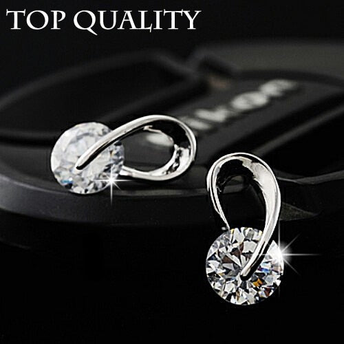 Austria Crystal Wedding pendientes mujer Silver Color Zircon Crystal Stud Earrings Fashion Jewelry for Women brincos