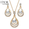 Brinco Bridal Simulated Pearl Jewelry Sets Women Fashion Oval Necklace Crystal Earrings For Wedding Party Accessories Gifts