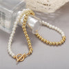 17KM Asymmetric Gold Pearl Beads Necklace For Women Vintage Irregular Coin Pendant Necklaces 2021 Trend Jewelry
