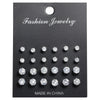 Fashion Cubic Zirconia Stud Earrings Set For Woman Simple Round Silver Color Earring Statement Party Jewelry Gifts 12 Pairs