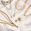 17KM  Multi Layer Lock Portrait Pendants Necklaces For Women Gold Metal Key Heart Necklace  Design Jewelry Gift