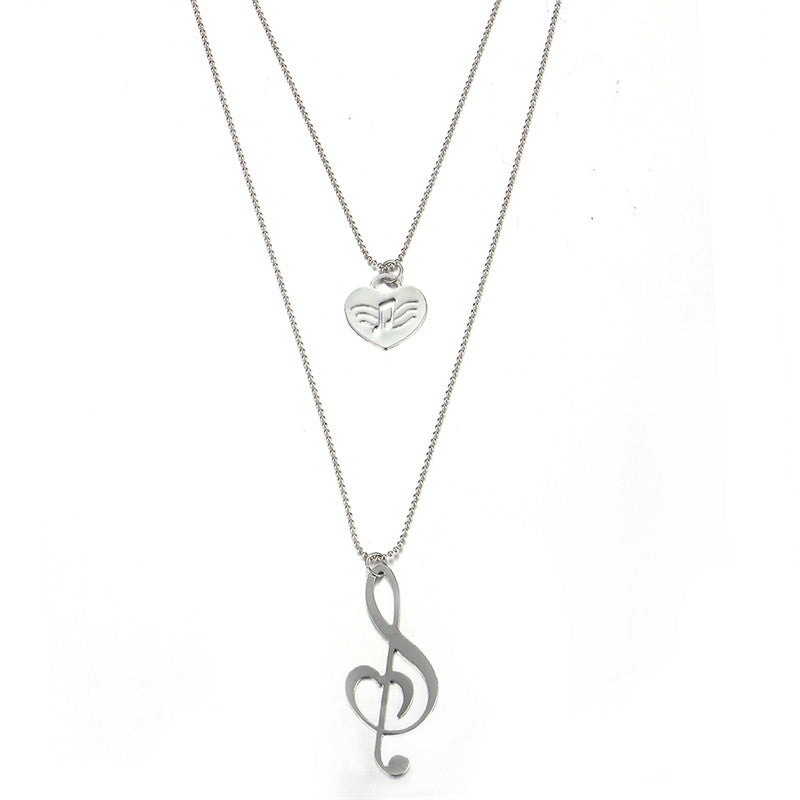 Fashion Musical Note Heart Pendant Necklace For Women 2020 Silver Color Long Necklaces Custom Statement Jewelry Gifts New