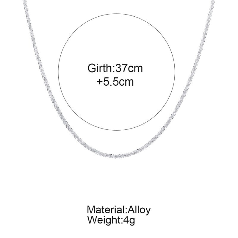 17KM Shiny Chain Silver Color Choker Necklace For Women Simple Minimalist Choker Necklaces 2021 Collar Jewelry