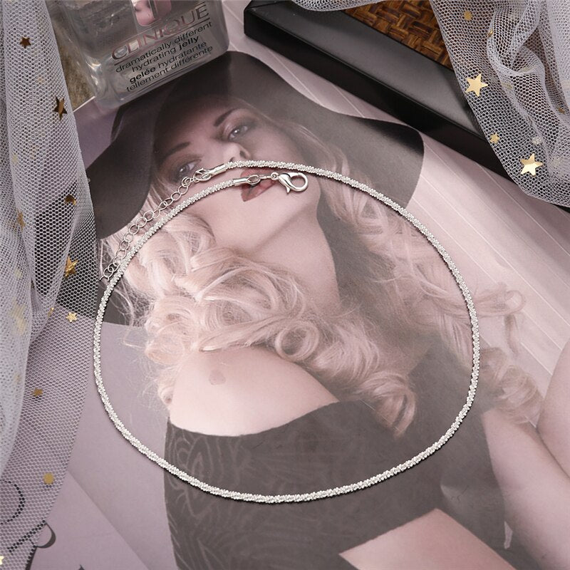 17KM Shiny Chain Silver Color Choker Necklace For Women Simple Minimalist Choker Necklaces 2021 Collar Jewelry