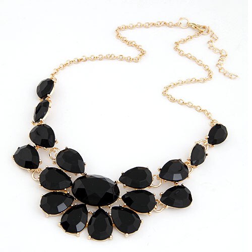 Fashion lady Banquet Accessories multicolour acrylic gem choker necklace Pendant jewelry statement bib necklace women