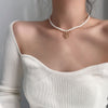17KM Kpop Silver Color Heart Chain Choker Necklace For Women Aesthetic Pearl Necklaces Jewelry Christmas Party Gifts