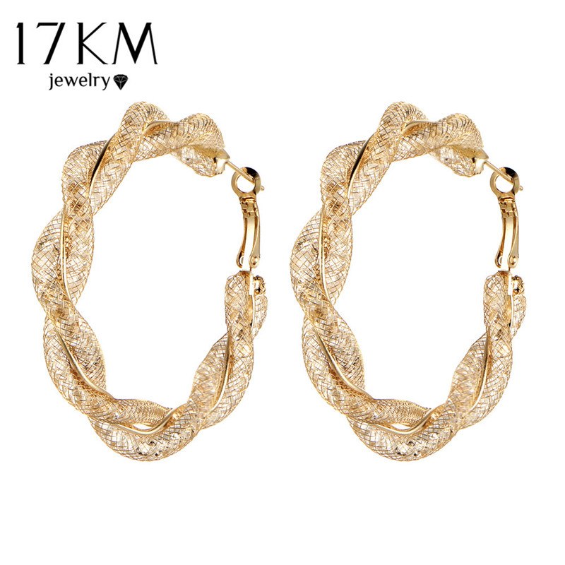 Oversize Geometric Circle Round Hoop Earrings for Women Brincos Cubic Zirconia Twist Earring Gold Color Party Jewelry Gift