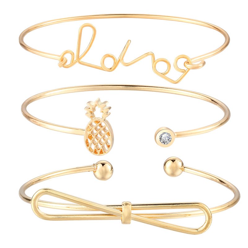 Romantic Round Butterfly Clip Arrow Bangles Set For Women Crystal Gold Silver Color Cute Charm Bacelets Gifts