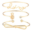 Romantic Round Butterfly Clip Arrow Bangles Set For Women Crystal Gold Silver Color Cute Charm Bacelets Gifts