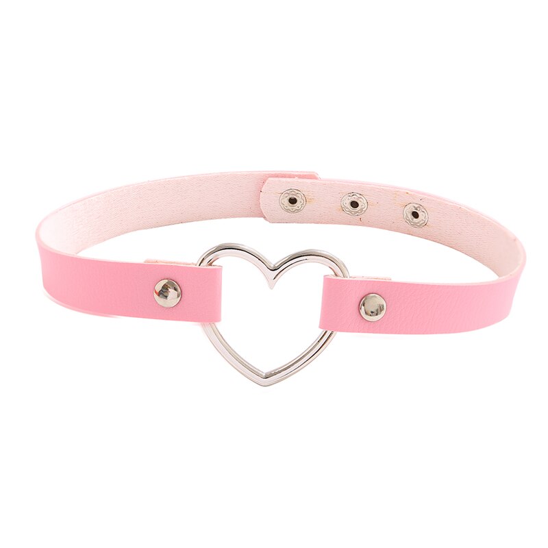 17KM Sexy Punk Gothic PU Leather Heart Choker Necklaces For Women Vintage Statement Collar Necklace Wedding Jewelry Gift