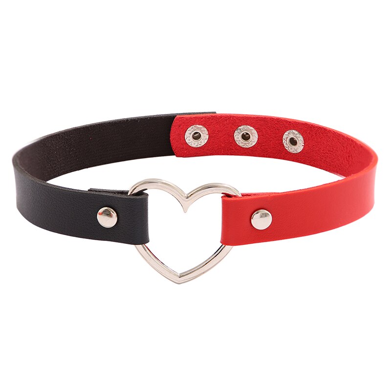 17KM Sexy Punk Gothic PU Leather Heart Choker Necklaces For Women Vintage Statement Collar Necklace Wedding Jewelry Gift