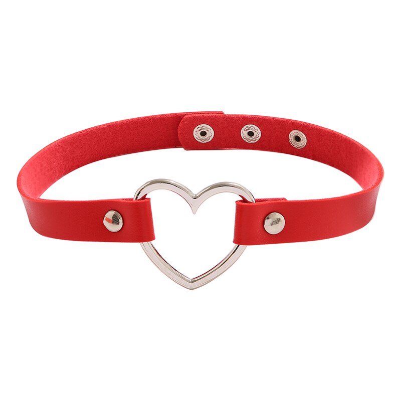 17KM Sexy Punk Gothic PU Leather Heart Choker Necklaces For Women Vintage Statement Collar Necklace Wedding Jewelry Gift