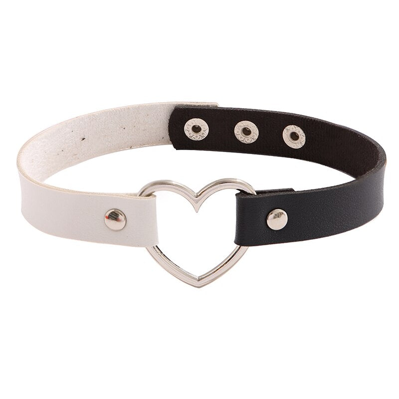 17KM Sexy Punk Gothic PU Leather Heart Choker Necklaces For Women Vintage Statement Collar Necklace Wedding Jewelry Gift