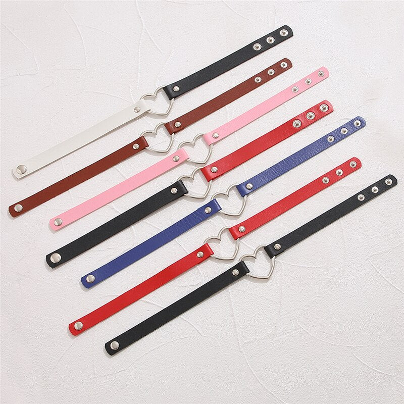 17KM Sexy Punk Gothic PU Leather Heart Choker Necklaces For Women Vintage Statement Collar Necklace Wedding Jewelry Gift