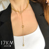 17KM Trendy Gold Long Chain Choker Necklace For Women Small Ball Pendant Necklace Lock Choker Necklaces 2021 Jewelry