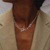 17KM Trendy Gold Thick Chain Necklace for Women  Mixed Linked Circle Necklaces Minimalist Choker Necklace Party Jewelry
