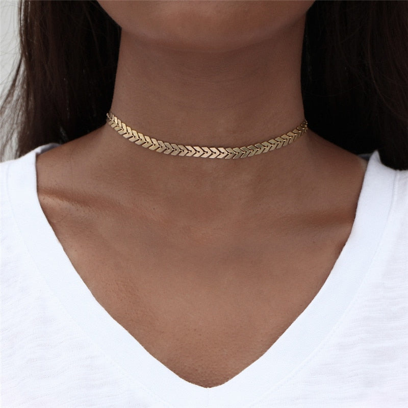 17KM Trendy Gold Thick Chain Necklace for Women  Mixed Linked Circle Necklaces Minimalist Choker Necklace Party Jewelry