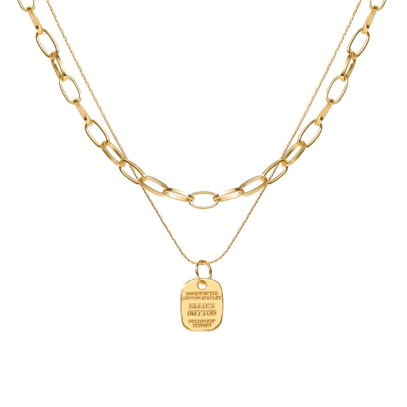 17KM Trendy Gold Thick Chain Necklace for Women  Mixed Linked Circle Necklaces Minimalist Choker Necklace Party Jewelry