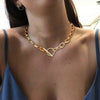17KM Trendy Gold Thick Chain Necklace for Women  Mixed Linked Circle Necklaces Minimalist Choker Necklace Party Jewelry