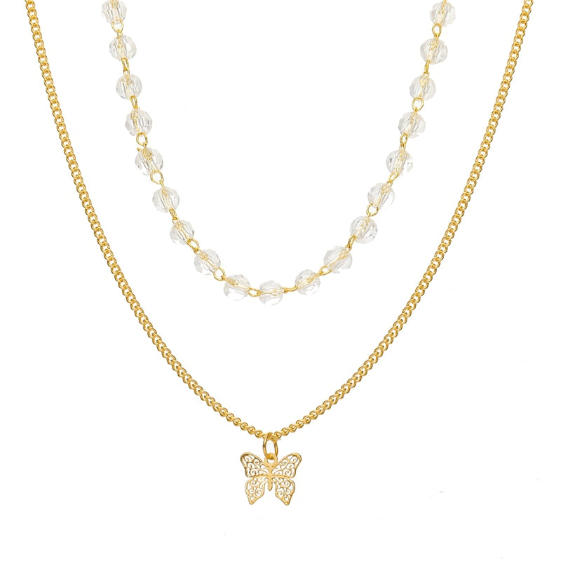 17KM Trendy Gold Thick Chain Necklace for Women  Mixed Linked Circle Necklaces Minimalist Choker Necklace Party Jewelry