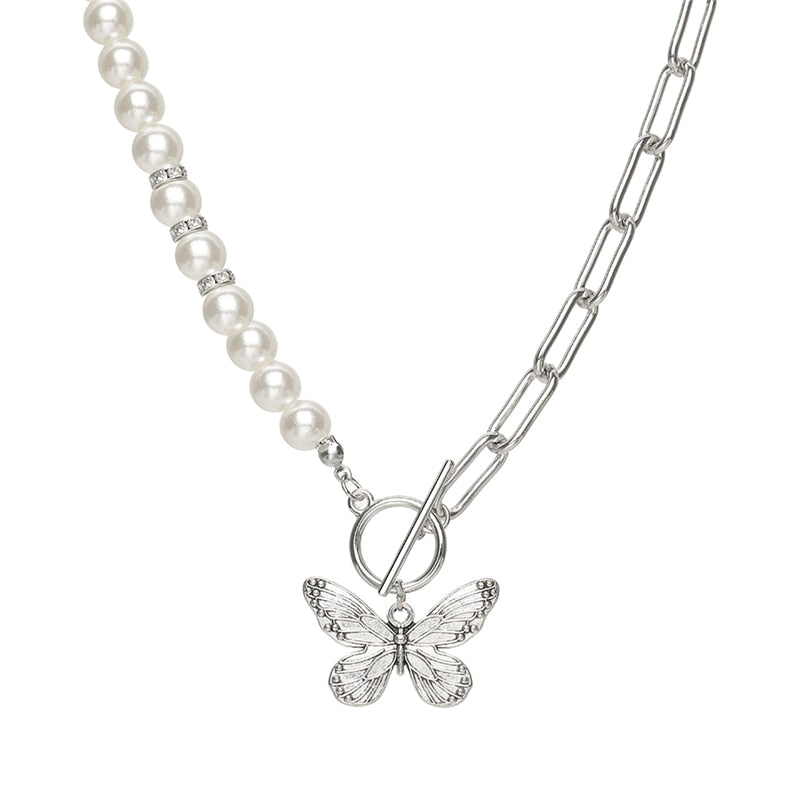 17KM Trendy Gold Thick Chain Necklace for Women  Mixed Linked Circle Necklaces Minimalist Choker Necklace Party Jewelry