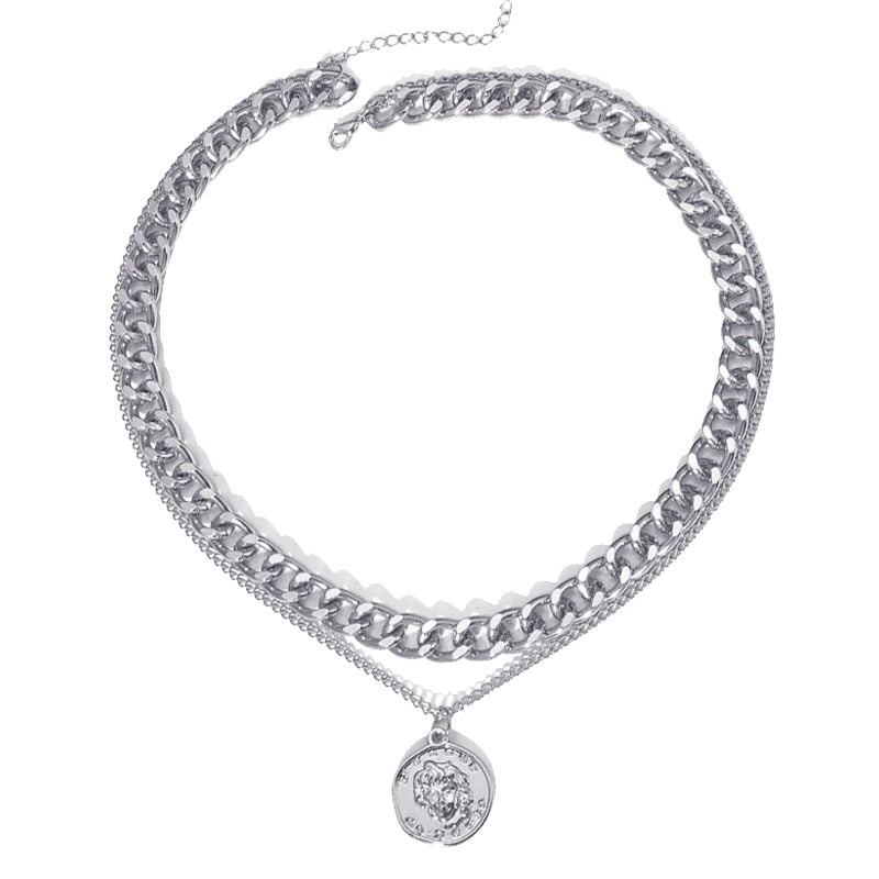 17KM Trendy Gold Thick Chain Necklace for Women  Mixed Linked Circle Necklaces Minimalist Choker Necklace Party Jewelry