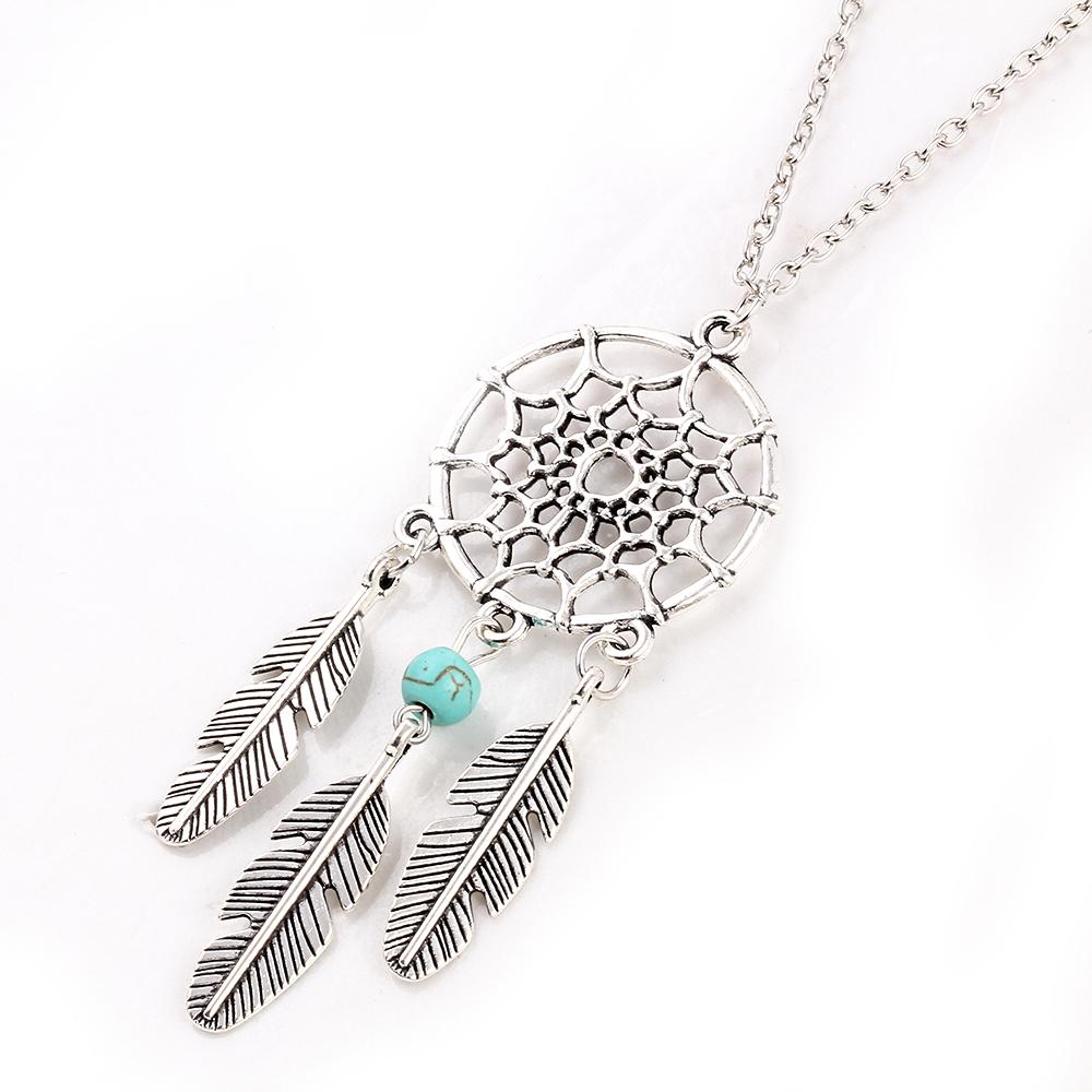 Vintage Dream Catcher Leaves collier Pendant Necklace kettingen Silver Color Girl Bib Chokers Pendants & Necklaces collares