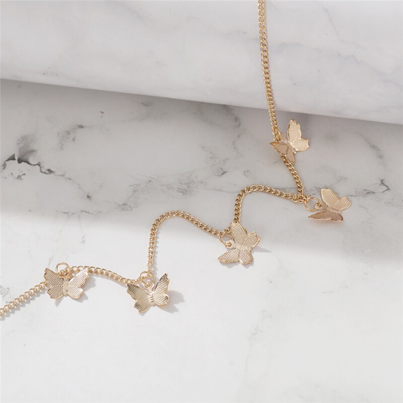 17KM Vintage Gold Butterfly Choker Necklace for Women Chic Insect Star Charm Choker Necklaces Boho Summer Jewelry