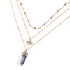 Vintage Opal Stone Chokers Necklaces Fashion Multi Layer Crystal Eye Pendant Necklace Statement Bohemian Jewelry for Women