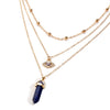 Vintage Opal Stone Chokers Necklaces Fashion Multi Layer Crystal Eye Pendant Necklace Statement Bohemian Jewelry for Women