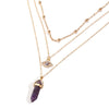 Vintage Opal Stone Chokers Necklaces Fashion Multi Layer Crystal Eye Pendant Necklace Statement Bohemian Jewelry for Women