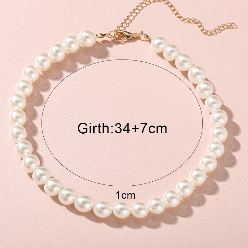 17KM Vintage Pearl Choker Necklace For Women  Summer White Imitation Pearl Necklaces 2021 Trend Elegant Wedding Jewelry