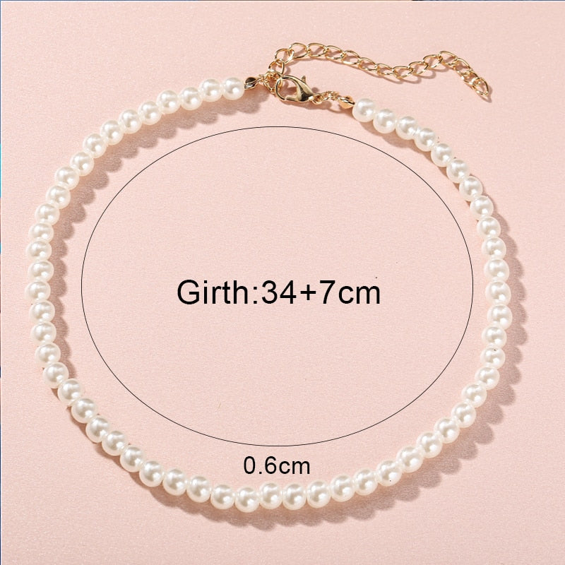 17KM Vintage Pearl Choker Necklace For Women  Summer White Imitation Pearl Necklaces 2021 Trend Elegant Wedding Jewelry