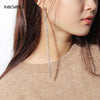 17cm Long Rhinestones Crystal Dangle Earrings Women Drop Earrings Jewelry Silver Color Double Tail Tassel Accessories