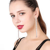 17cm Long Rhinestones Crystal Dangle Earrings Women Drop Earrings Jewelry Silver Color Double Tail Tassel Accessories