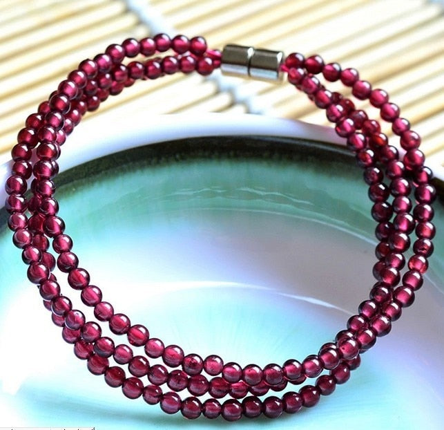 17cm Natural Garnet 3mm Beaded Bracelets Fine Gemstone Beads Muti-layer Bracelets Jewelry For Woman Gifts Can Drop Shipping
