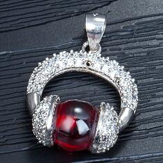 17x22mm Natural Stone Garnet Necklace For Women Men Round Beads Silver Necklaces Pendants For Gift Headset Colier Zincir Kolye